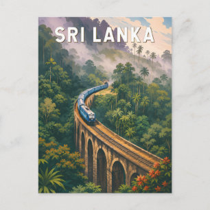Carte Postale Illustration de train vintage Sri Lanka Art de voy