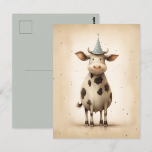 Carte Postale Illustration de vache heureuse
