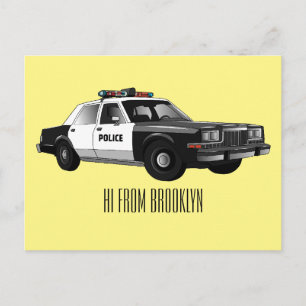 Carte Postale Illustration de voiture de police dessin animé