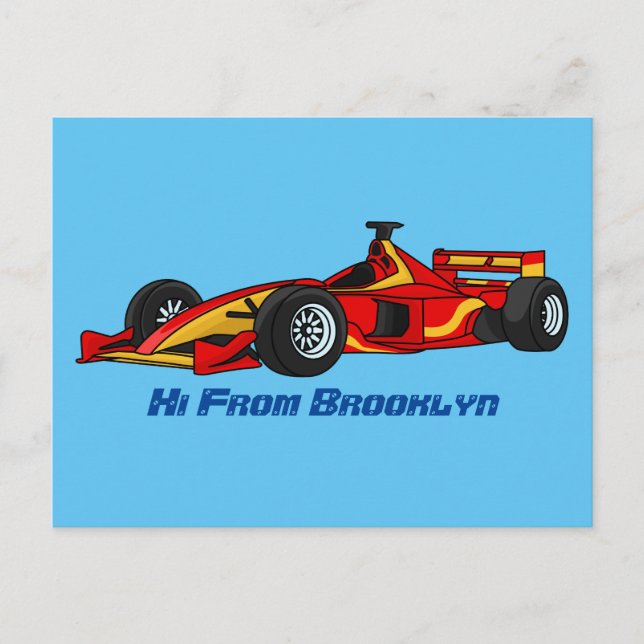 Carte Postale Illustration de voitures de course à grande vitess (Devant)