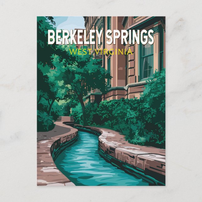 Carte Postale Illustration de voyage à Berkeley Springs Virginie (Devant)