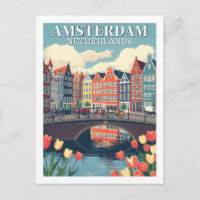 Illustration de voyage à vélo à Amsterdam aux Pays