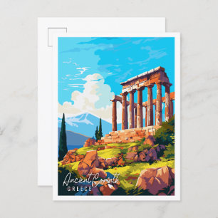 Carte Postale Illustration de voyage ancienne Corinth Greece vin