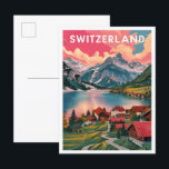 Carte Postale Illustration de voyage artistique Alphine Suisse<br><div class="desc">Illustration du lieu de voyage Alphine Suisse Art Vintage</div>