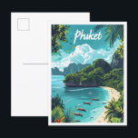 Carte Postale Illustration de voyage artistique de Phuket Thaïla<br><div class="desc">Phuket Beach Thaïlande Illustration de voyage artistique</div>