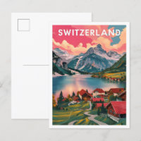 Illustration de voyage artistique en Suisse alpine