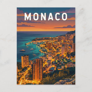 Carte Postale Illustration de voyage artistique vintage de Monac