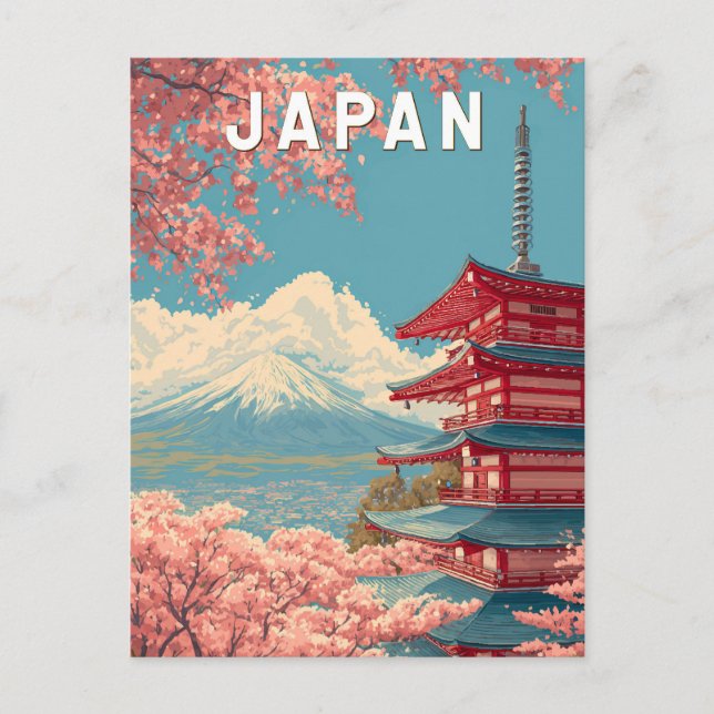 Carte Postale Illustration de voyage artistique vintage du Japon (Devant)