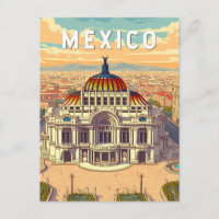 Illustration de voyage artistique vintage du Mexiq