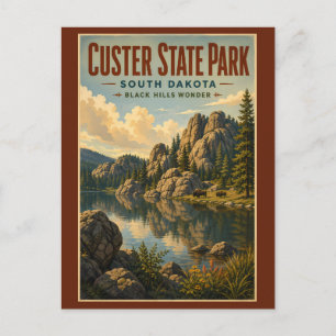 Carte Postale Illustration de voyage au Custer State Park, Dakot