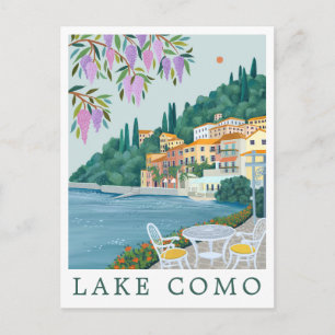 Carte Postale Illustration de voyage au lac de Côme Italie