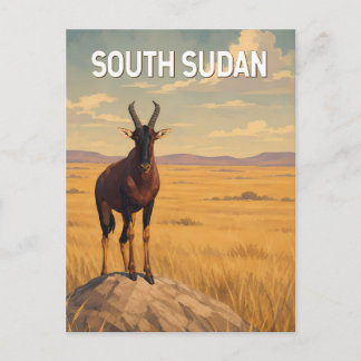 Carte Postale Illustration de voyage au Soudan du Sud Art vintag