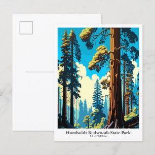 Carte Postale Illustration de voyage dans le parc Humboldt Redwo