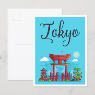 Carte Postale Illustration de voyage d'art au Japon à Tokyo