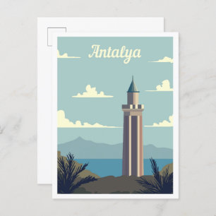 Carte Postale Illustration de voyage d'art d'Antalya Turquie