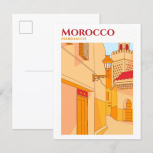 Carte Postale Illustration de voyage d'art de Marrakech Maroc