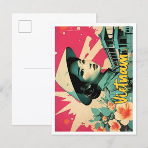 Carte Postale Illustration de voyage d'art pop vietnamien