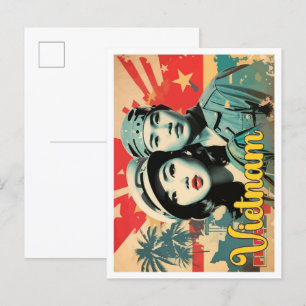 Carte Postale Illustration de voyage d'art pop vietnamien