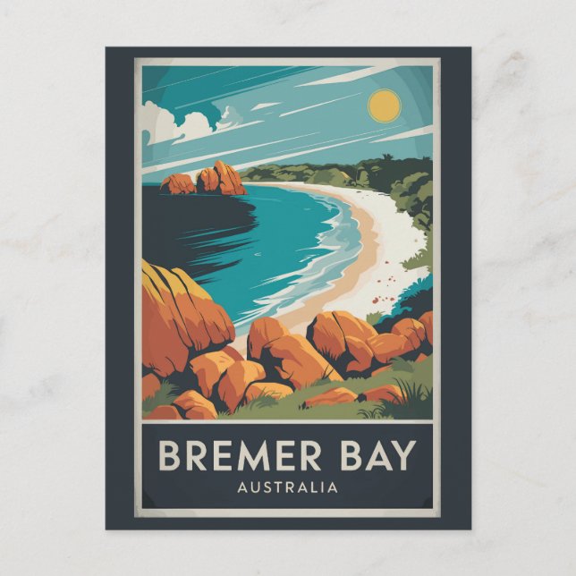 Carte Postale Illustration de voyage d'art rétro de Bremer Bay e (Devant)