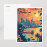 Illustration de voyage d'Art Vintage de Mumbai Ind