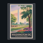 Carte Postale Illustration de voyage d'art vintage de Washington<br><div class="desc">Conception de voyage rétro vectoriel de Washington,  DC. Washington,  DC,  la capitale des États-Unis,  est remplie de monuments emblématiques,  de musées de classe mondiale et d'une grande importance historique.</div>