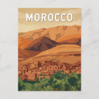 Illustration de voyage d'art vintage du Maroc