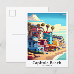 Carte Postale Illustration de voyage de Capitola Beach en Califo