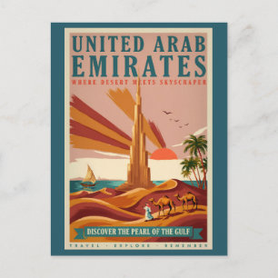 Carte Postale Illustration de voyage de chameau UAE Burj Khalifa