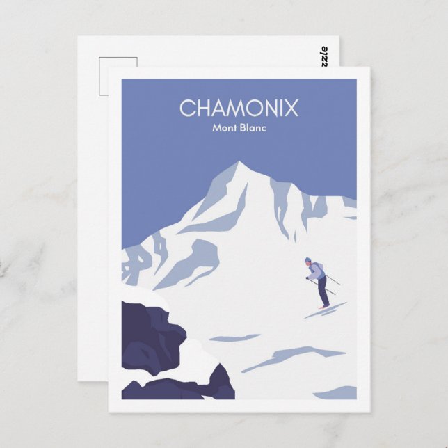 Carte Postale Illustration de voyage de Chamonix Mont Blanc Fran (Devant / Derrière)