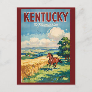 Carte Postale Illustration de voyage de chevaux du Kentucky Art
