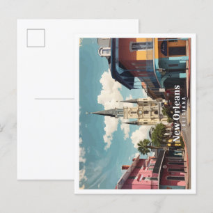 Carte Postale Illustration de voyage de la Pop Art de la Nouvell