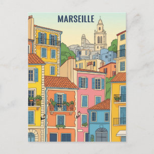 Carte Postale Illustration de voyage de Marseille France