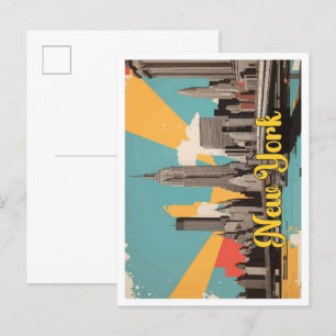 Carte Postale Illustration de voyage de New York City Pop Art