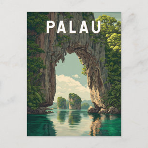 Carte Postale Illustration de voyage de Palau Art vintage