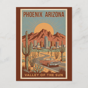 Carte Postale Illustration de voyage de Phoenix Arizona Soleil A