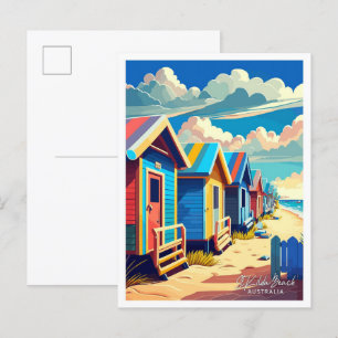 Carte Postale Illustration de voyage de St Kilda Beach Australie