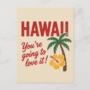 Carte Postale Illustration de voyage des îles hawaïennes rétro v