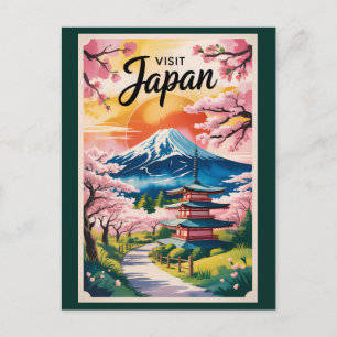 Carte Postale Illustration de voyage du mont Fuji au Japon Art v