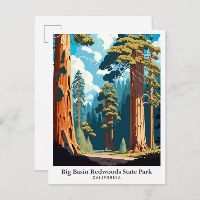 Carte Postale Illustration de voyage du parc national de Big Bas (Devant / Derrière)