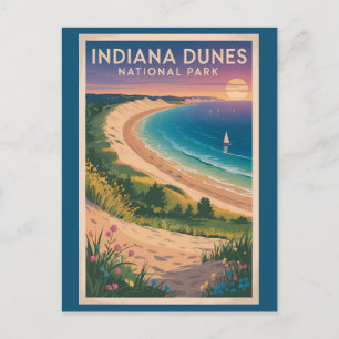 Carte Postale Illustration de voyage du parc national des dunes