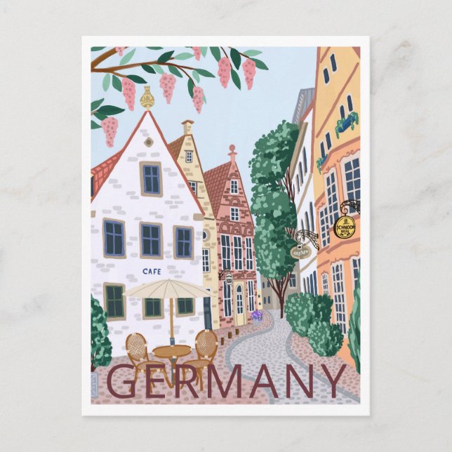 Carte Postale Illustration de voyage en Allemagne (Devant)