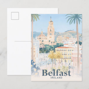 Carte Postale Illustration de voyage en aquarelle Belfast Irland