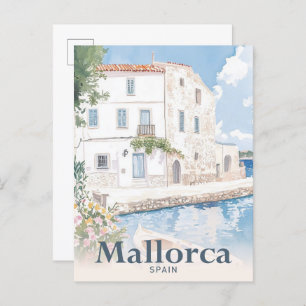 Carte Postale Illustration de voyage en aquarelle de Mallorca Es
