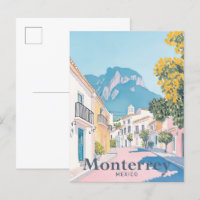 Illustration de voyage en aquarelle Monterrey Mexi