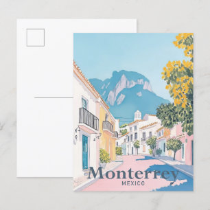 Carte Postale Illustration de voyage en aquarelle Monterrey Mexi