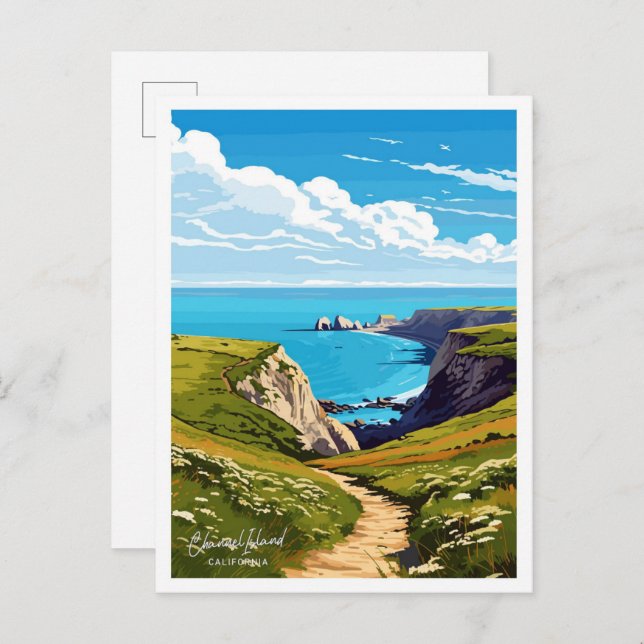 Carte Postale Illustration de voyage en Californie (Devant / Derrière)