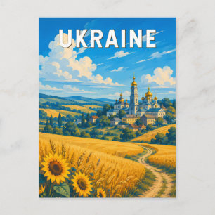 Carte Postale Illustration de voyage en Ukraine Art vintage