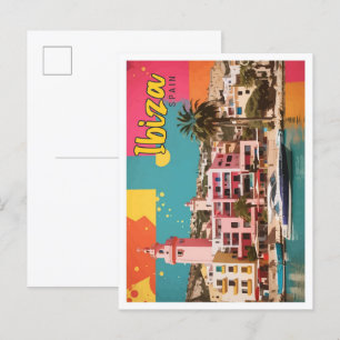 Carte Postale Illustration de voyage Pop Art Ibiza Espagne