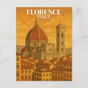 Carte Postale Illustration de voyage rétro à Florence en Italie 