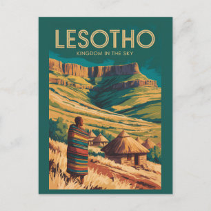 Carte Postale Illustration de voyage rétro du Drakensberg Lesoth